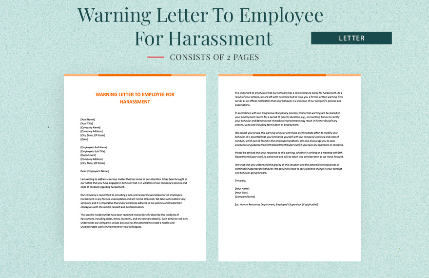 Free Warning Letter To Employee For Harassment Download In Word 