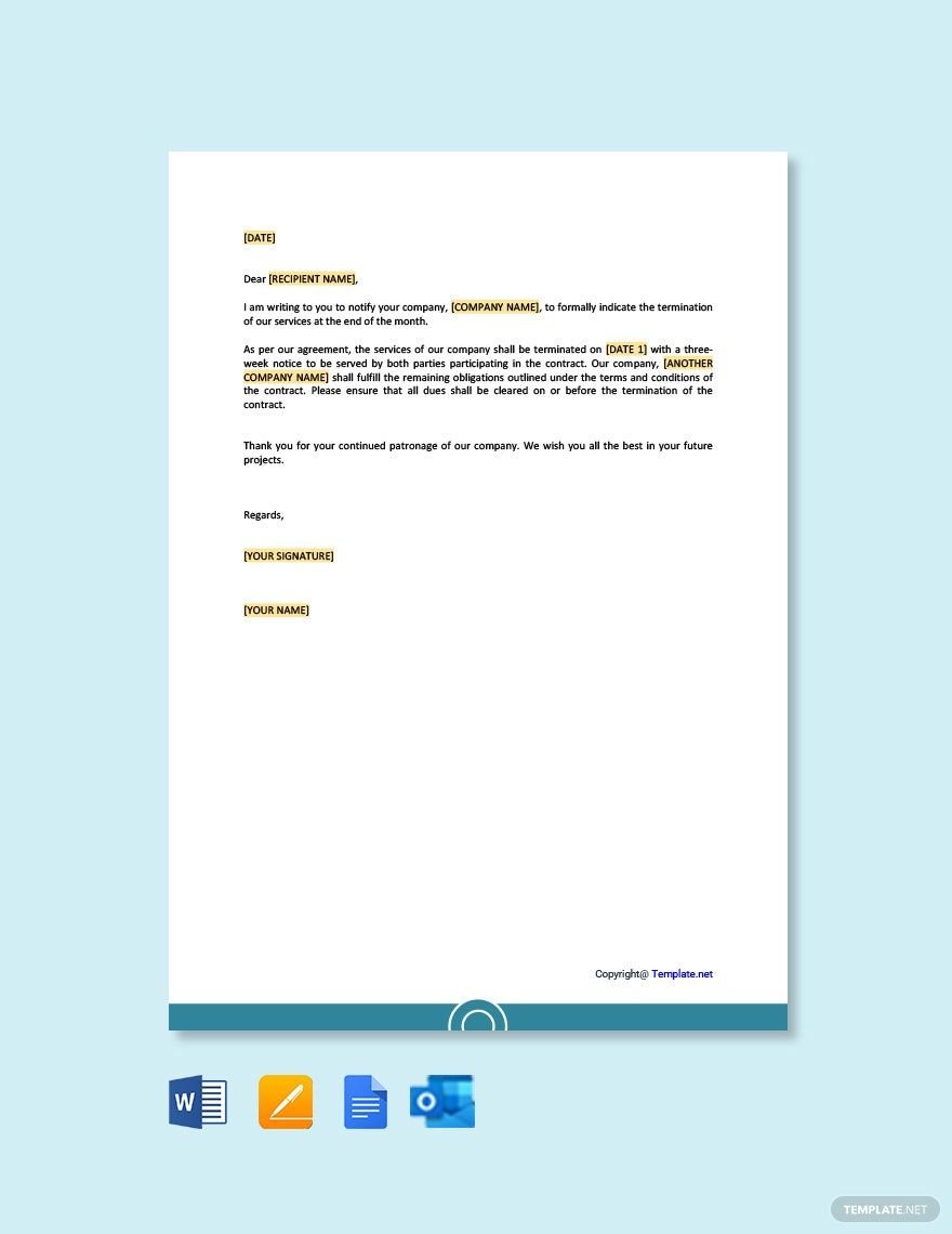 Free Service Termination Letter To Customer Template