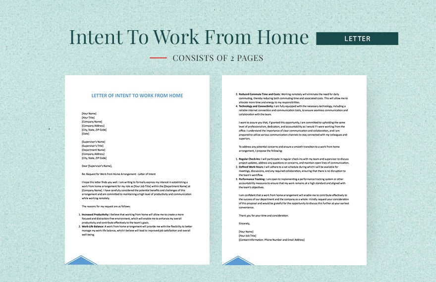 Letter Of Intent To Work From Home