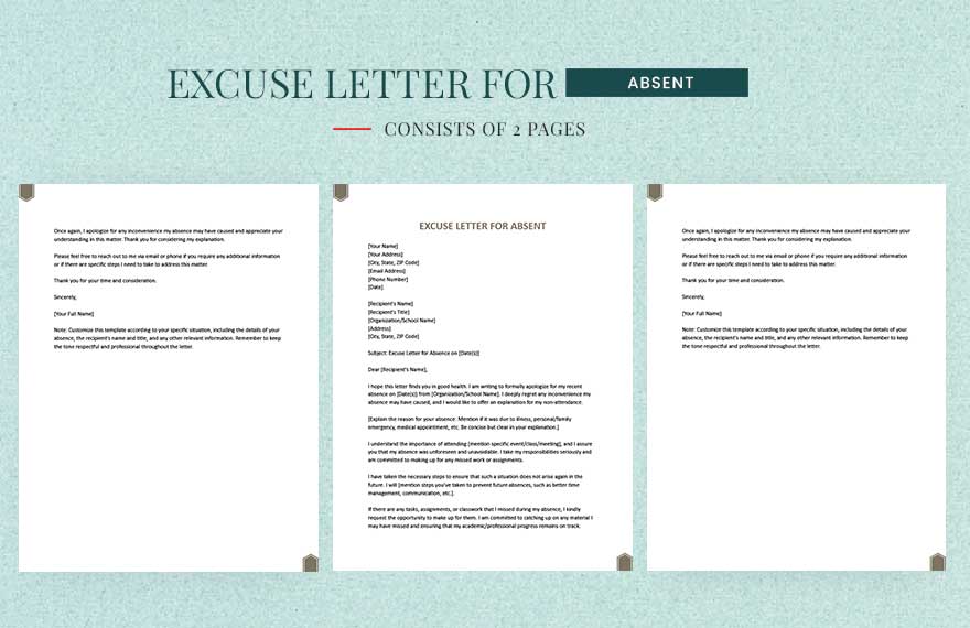 Excuse Letter For Absent