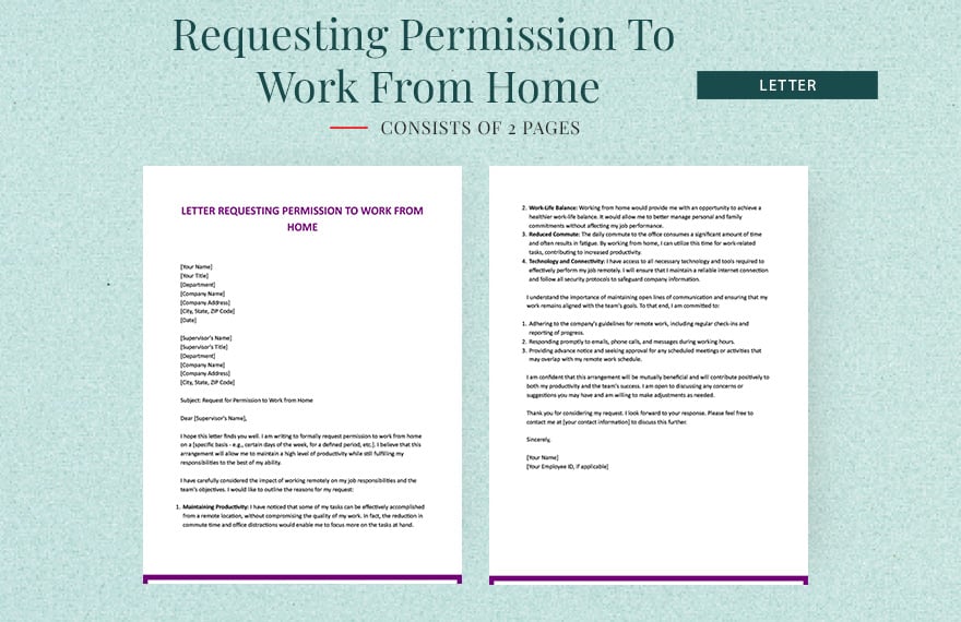 Letter Requesting Permission To Work From Home
