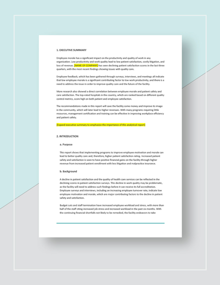 Analytical Report Template