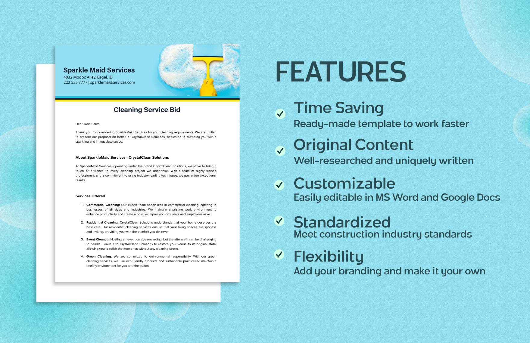 Cleaning Service Bid Template