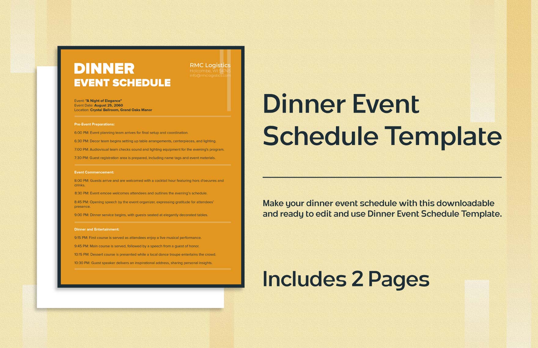 Dinner Event Schedule Template