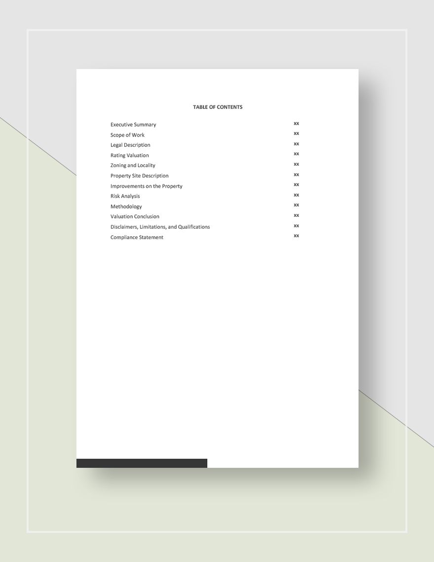 Valuation Report Template
