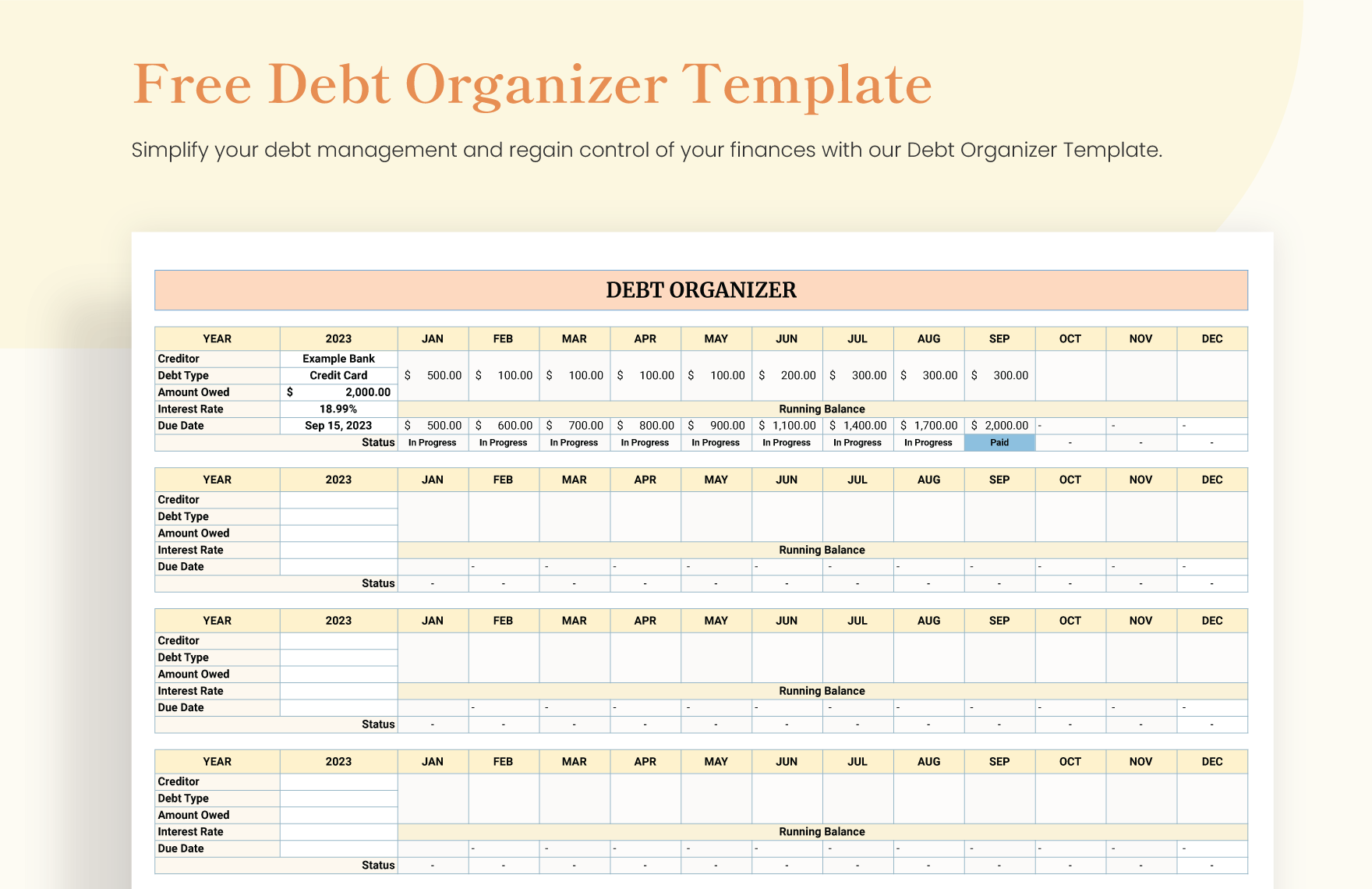 Debt Organizer Template