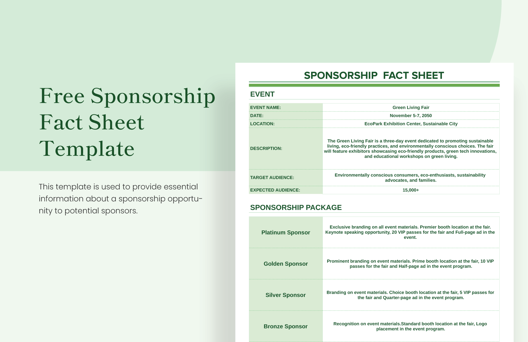Sponsorship Fact Sheet Template