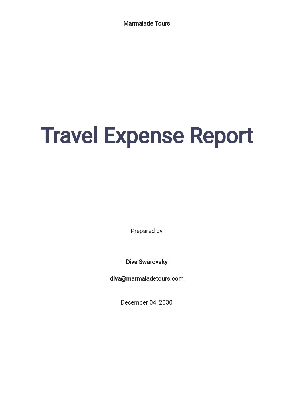Travel Expense Report Template in Google Docs, Word