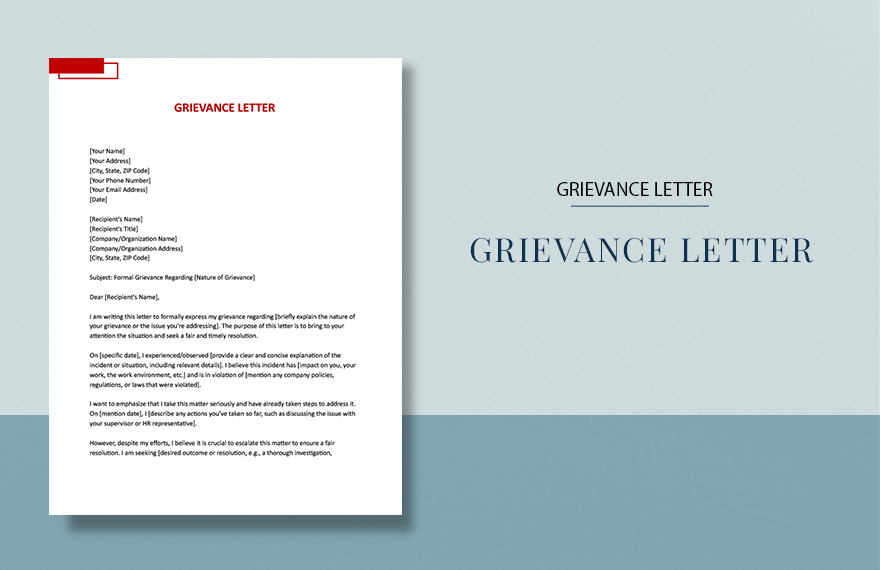 Grievance Letter in Word, Google Docs, Apple Pages