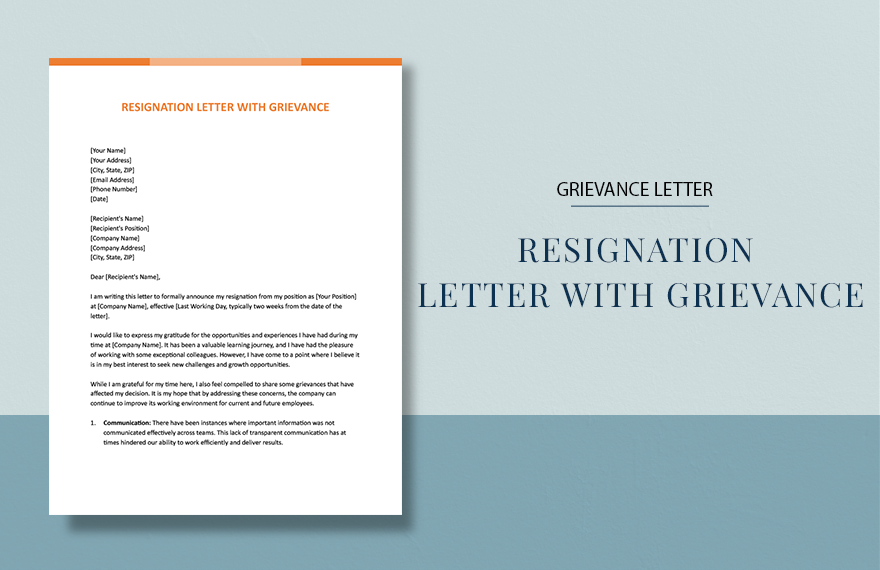 Resignation Letter With Grievance