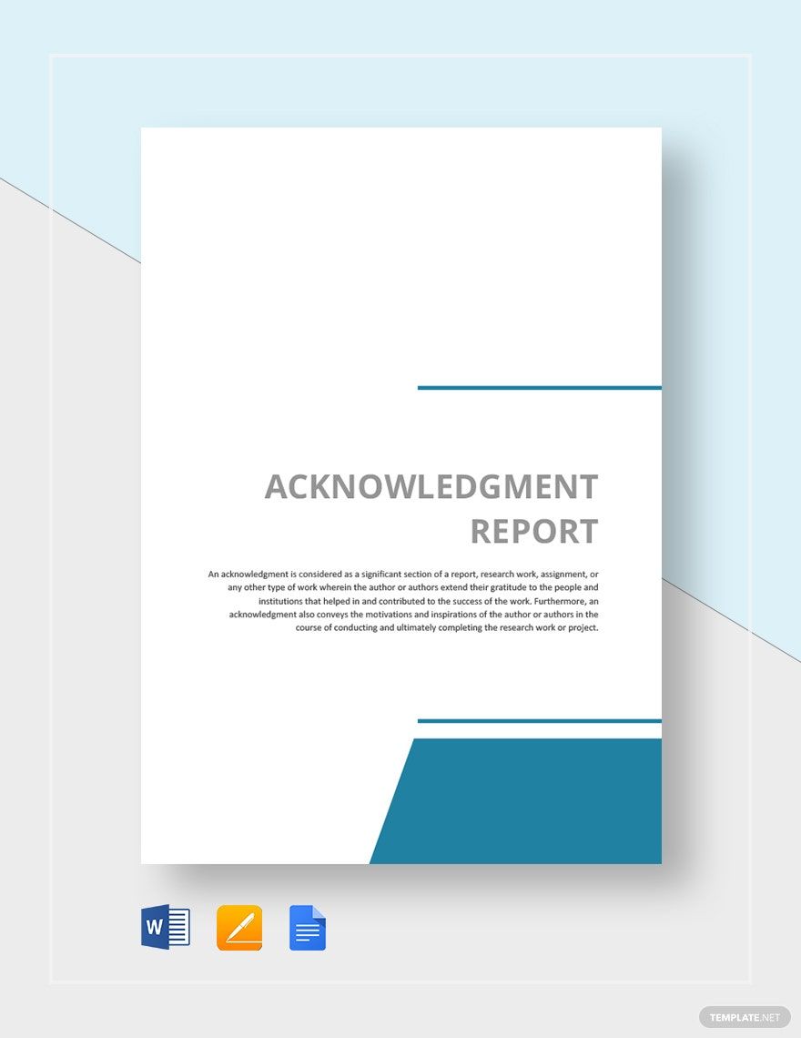 Free Acknowledgment Report Sample Template