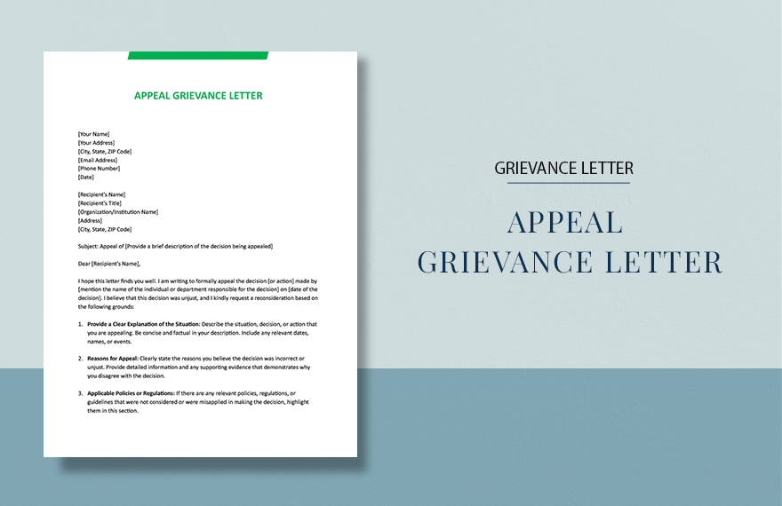Appeal Grievance Letter in Word, Google Docs, Apple Pages