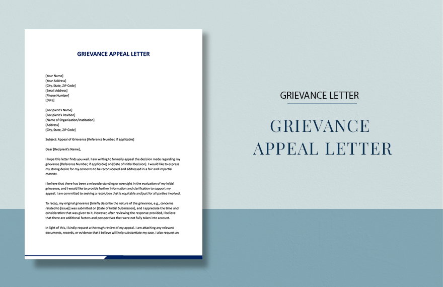 Grievance Appeal Letter in Word, Google Docs, Apple Pages