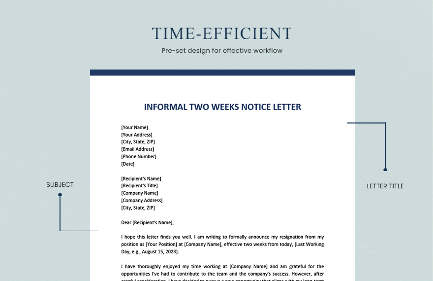 Informal Two Weeks Notice Letter