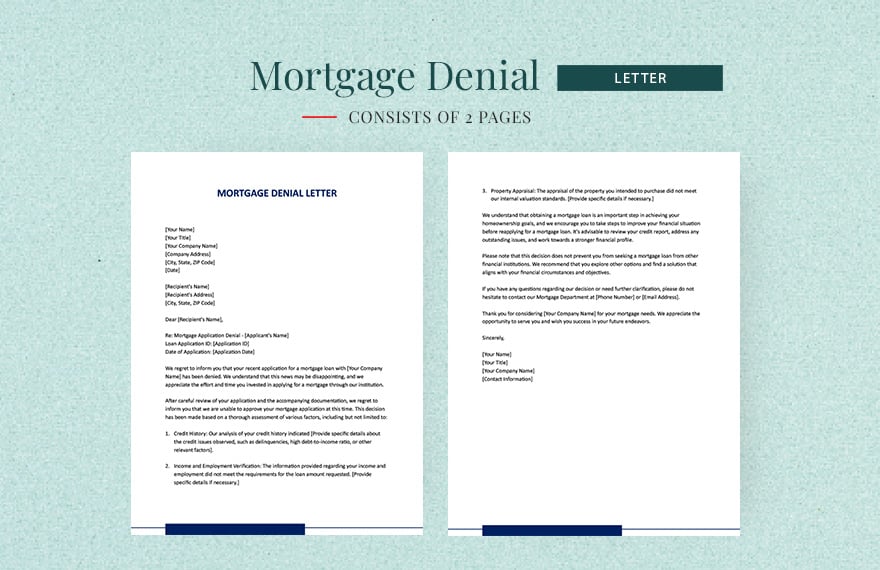 Free Mortgage Denial Letter in Word, Google Docs, Apple Pages