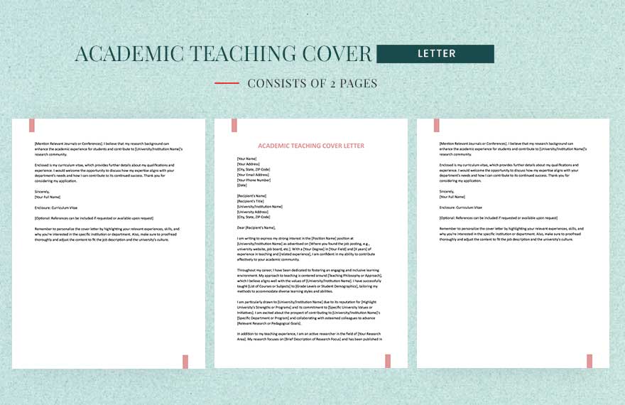 Academic Teaching Cover Letter in Word, Google Docs, Apple Pages