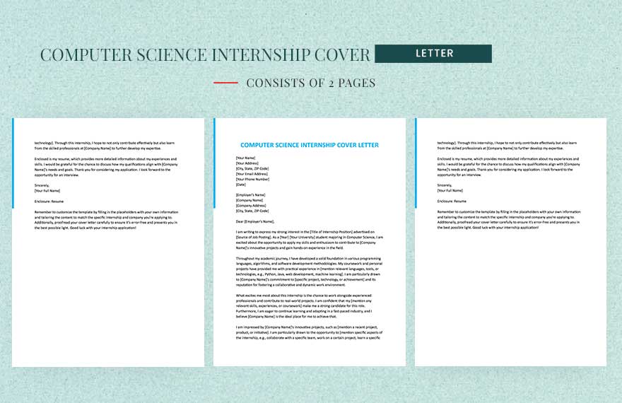 Free Computer Science Internship Cover Letter in Word, Google Docs, Apple Pages
