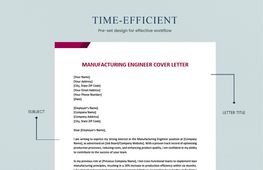 Manufacturing Engineer Cover Letter