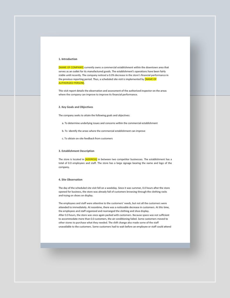 Visit Report Template - Google Docs, Word, Apple Pages | Template.net
