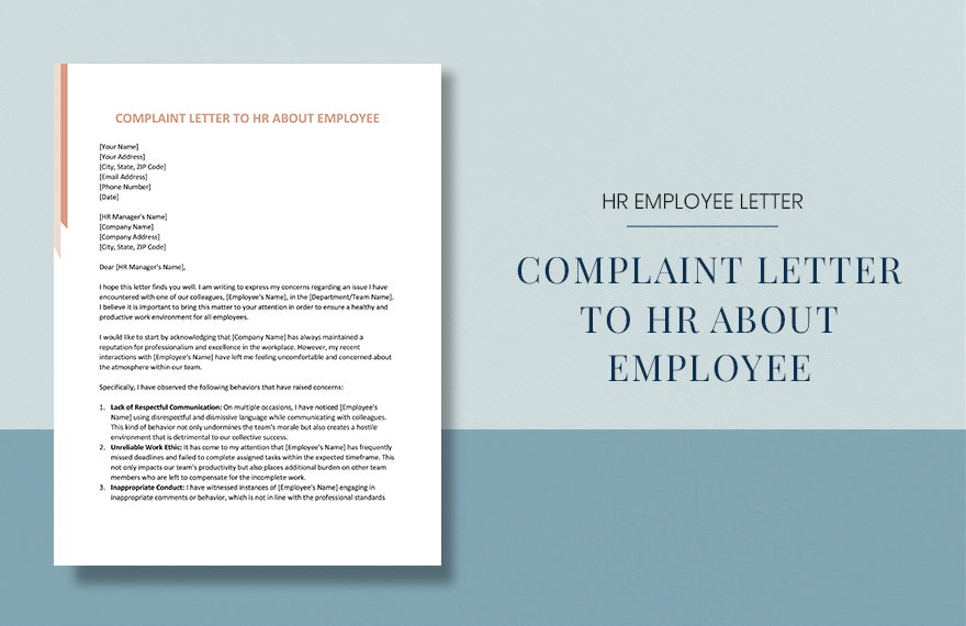 Free Complaint Letter To HR About Employee Download In Word Google 