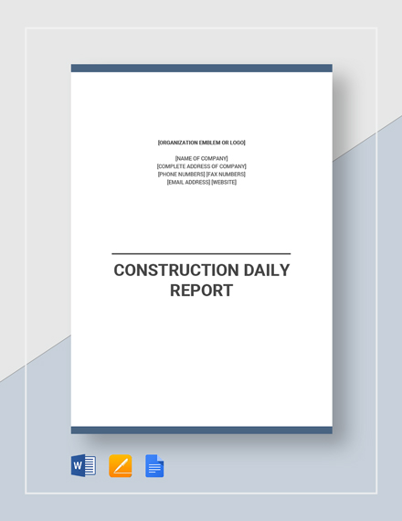 27+ Daily Construction Report Templates - PDF, Google Docs, MS Word ...