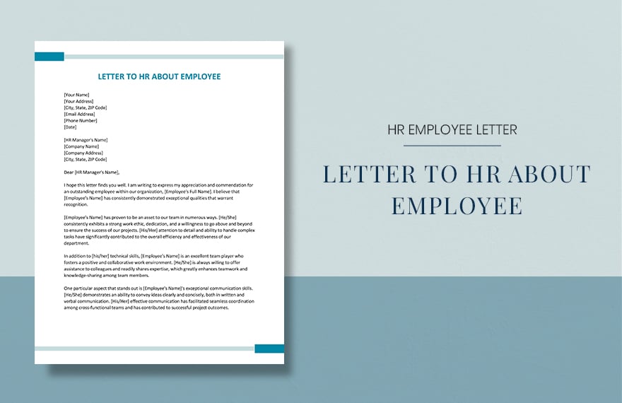Letter to HR About Employee in Word, Google Docs, Apple Pages
