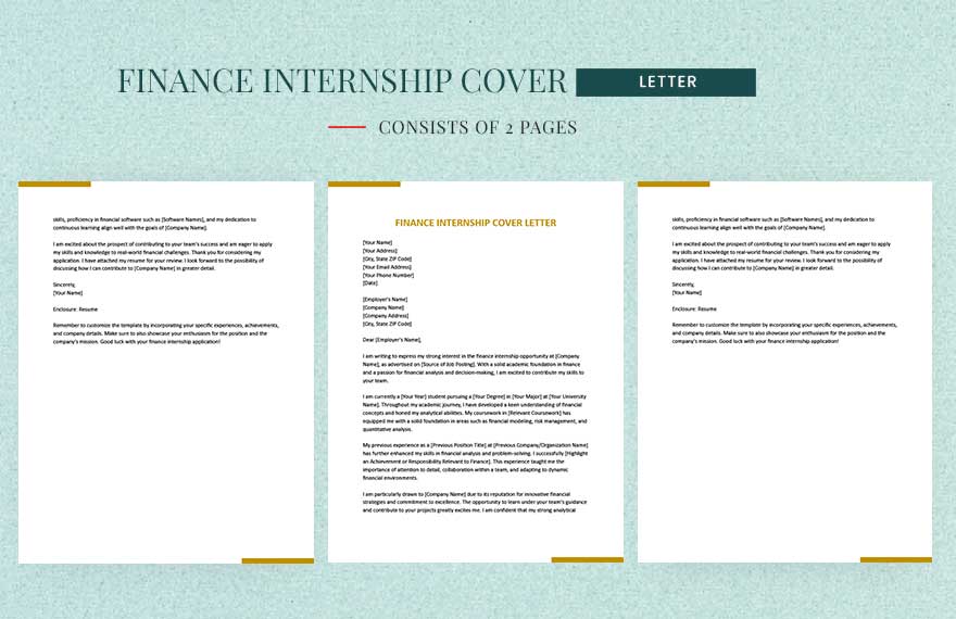 Finance Internship Cover Letter
