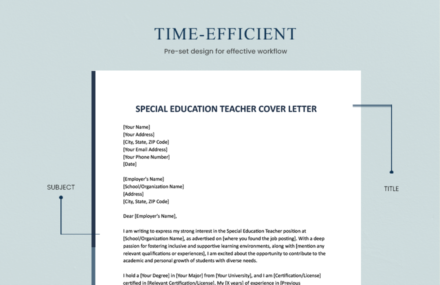 Special Education Teacher Cover Letter