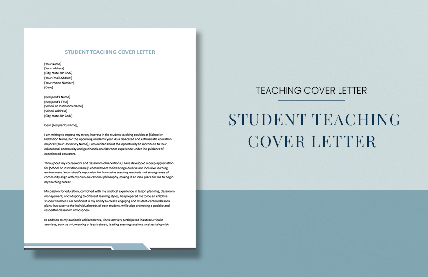 Student Teaching Cover Letter in Word, Google Docs, Apple Pages