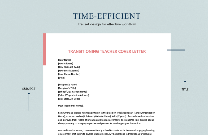 Transitioning Teacher Cover Letter