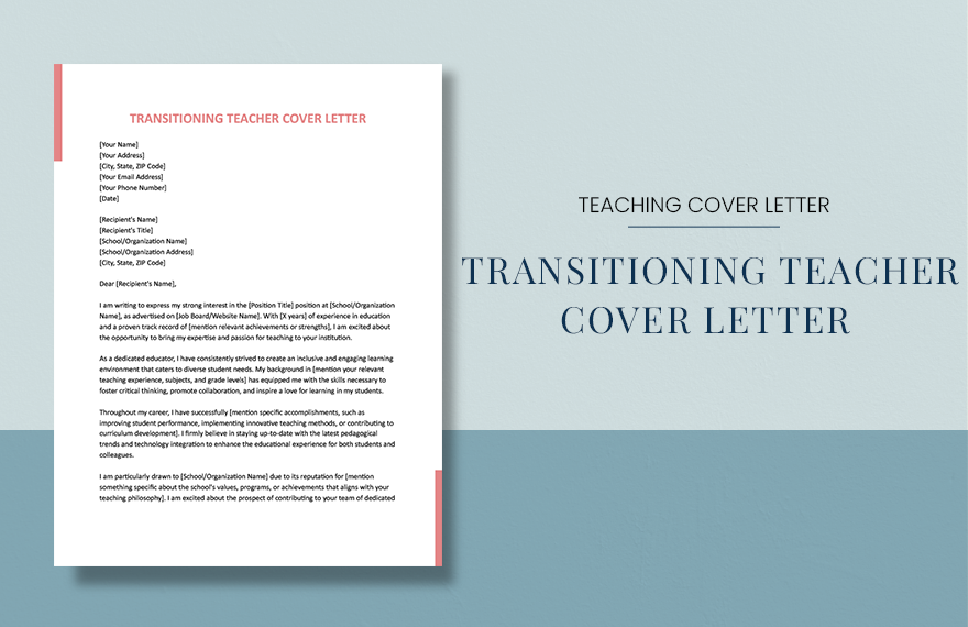 Transitioning Teacher Cover Letter
