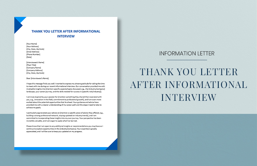 Free Thank You Letter After Informational Interview