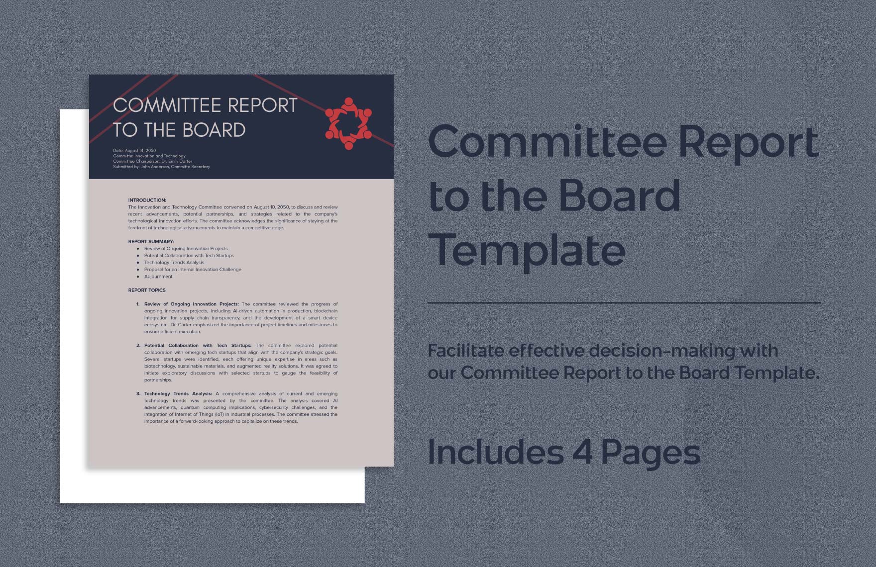 Committee Report to the Board Template  in Word, Google Docs, PDF