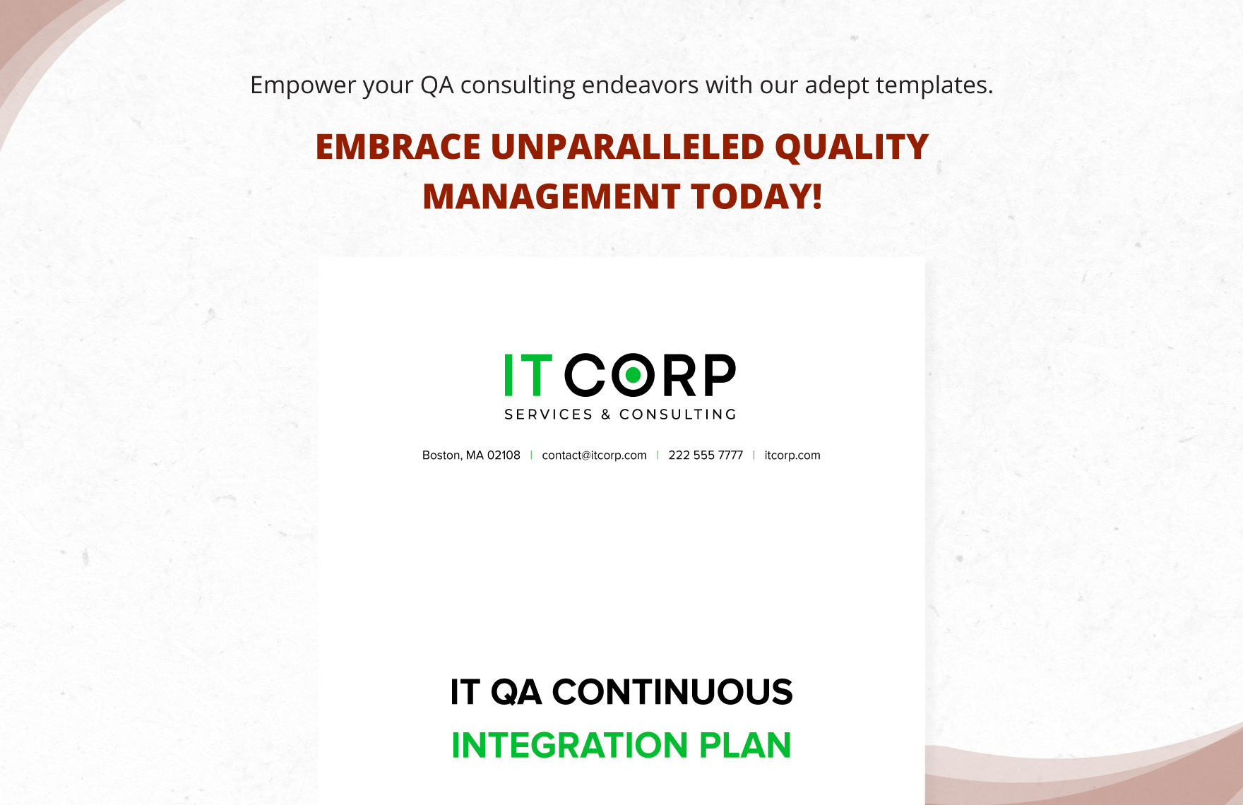 IT QA Continuous Integration Plan Template