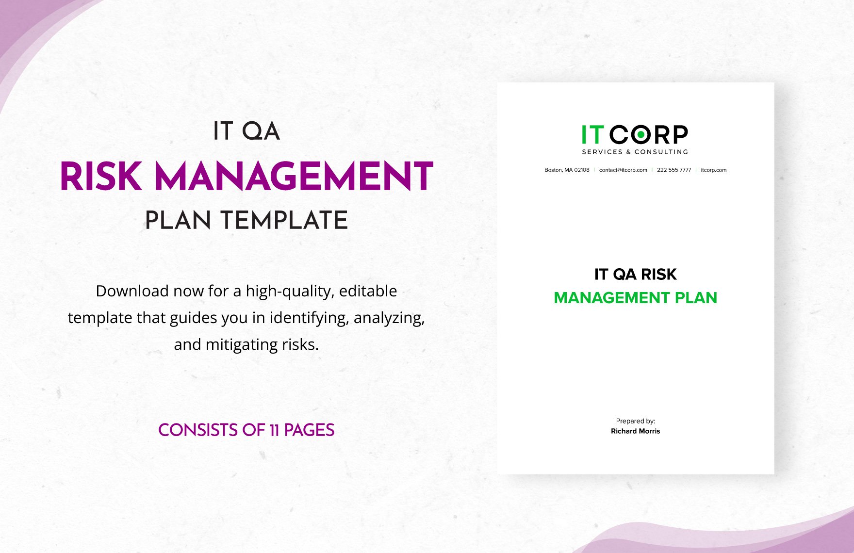 IT QA Risk Management Plan Template