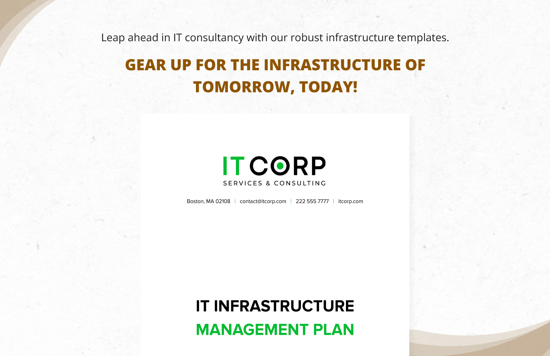 IT Infrastructure Management Plan Template