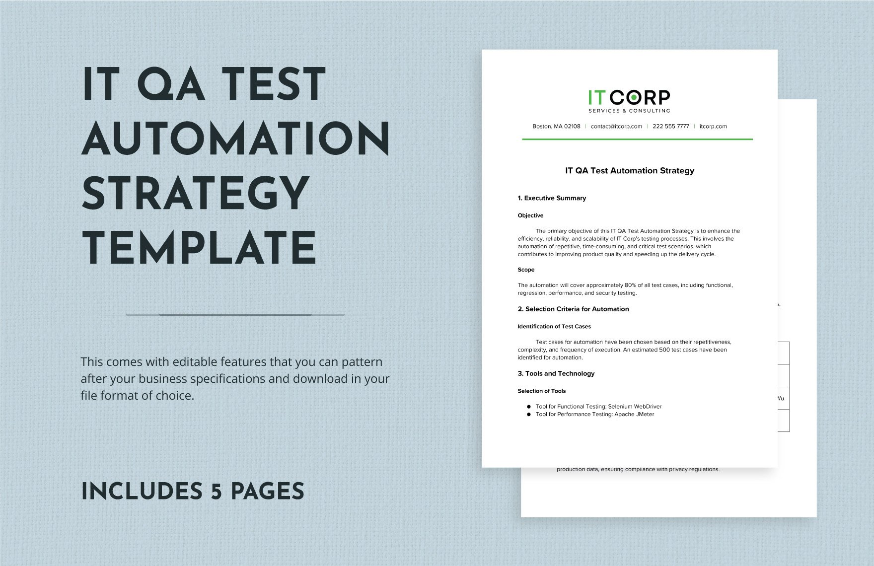 IT QA Test Automation Strategy Template in Word, Google Docs, PDF