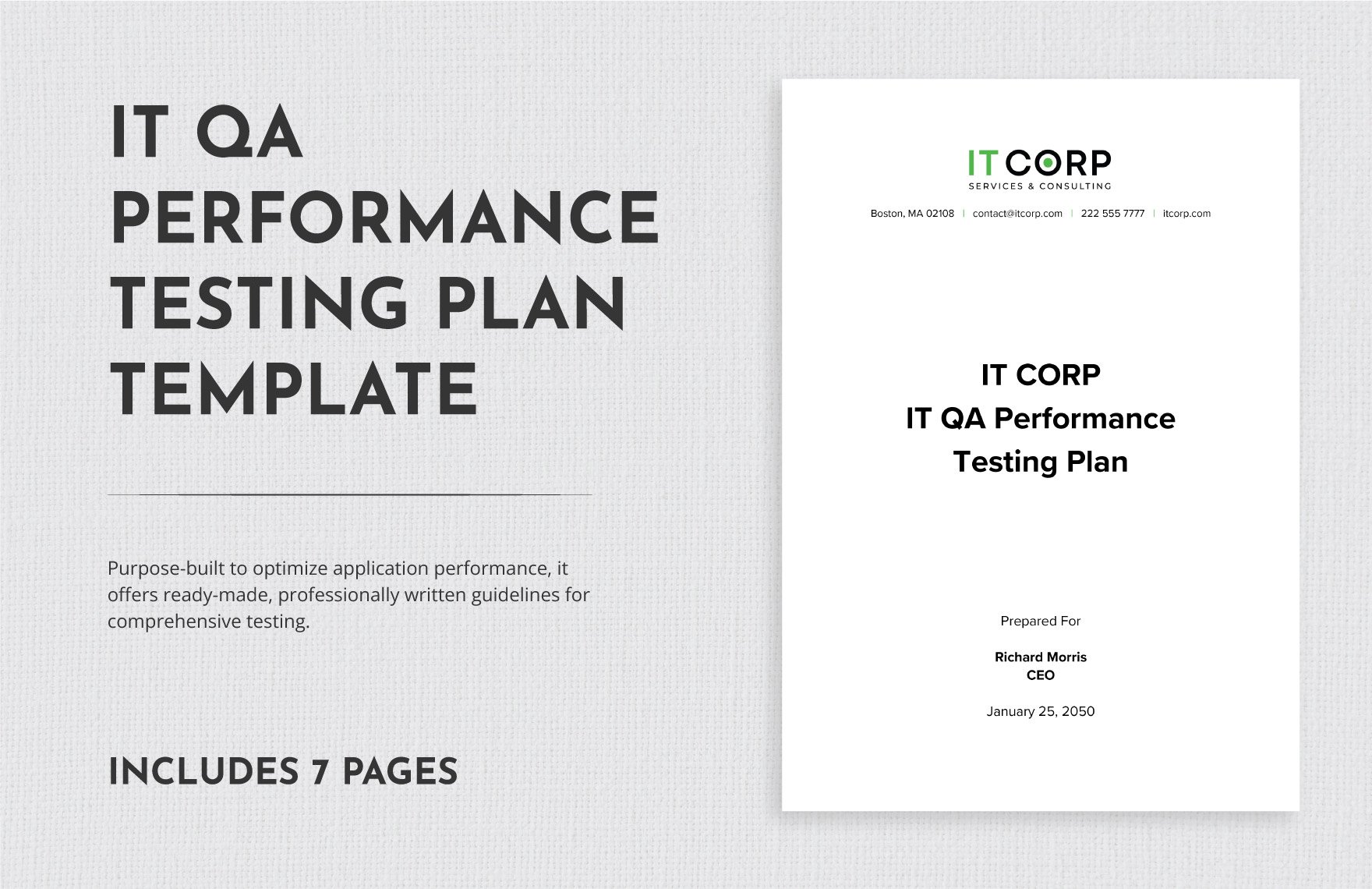IT QA Performance Testing Plan Template