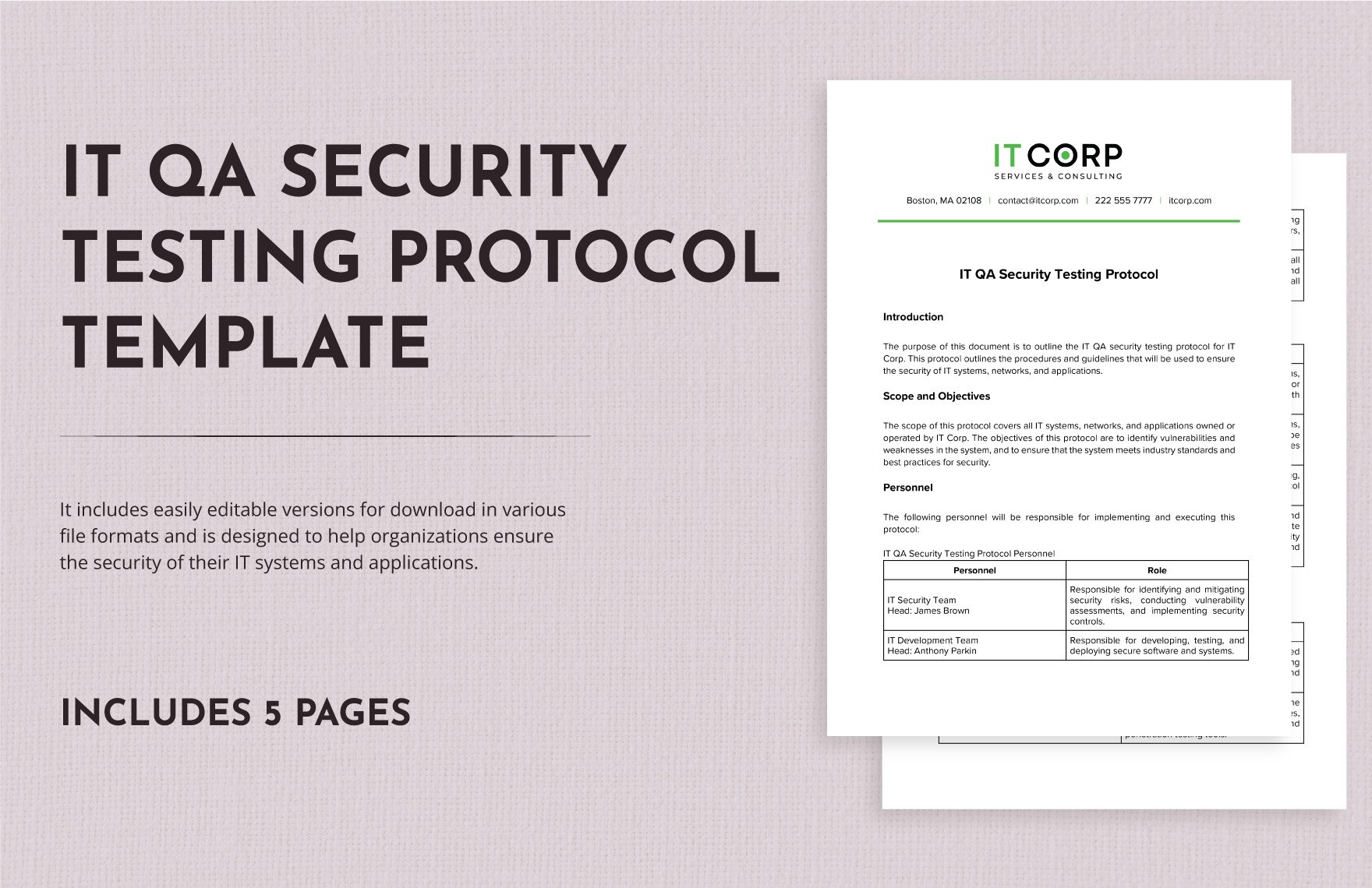 IT QA Security Testing Protocol Template in Word, Google Docs, PDF