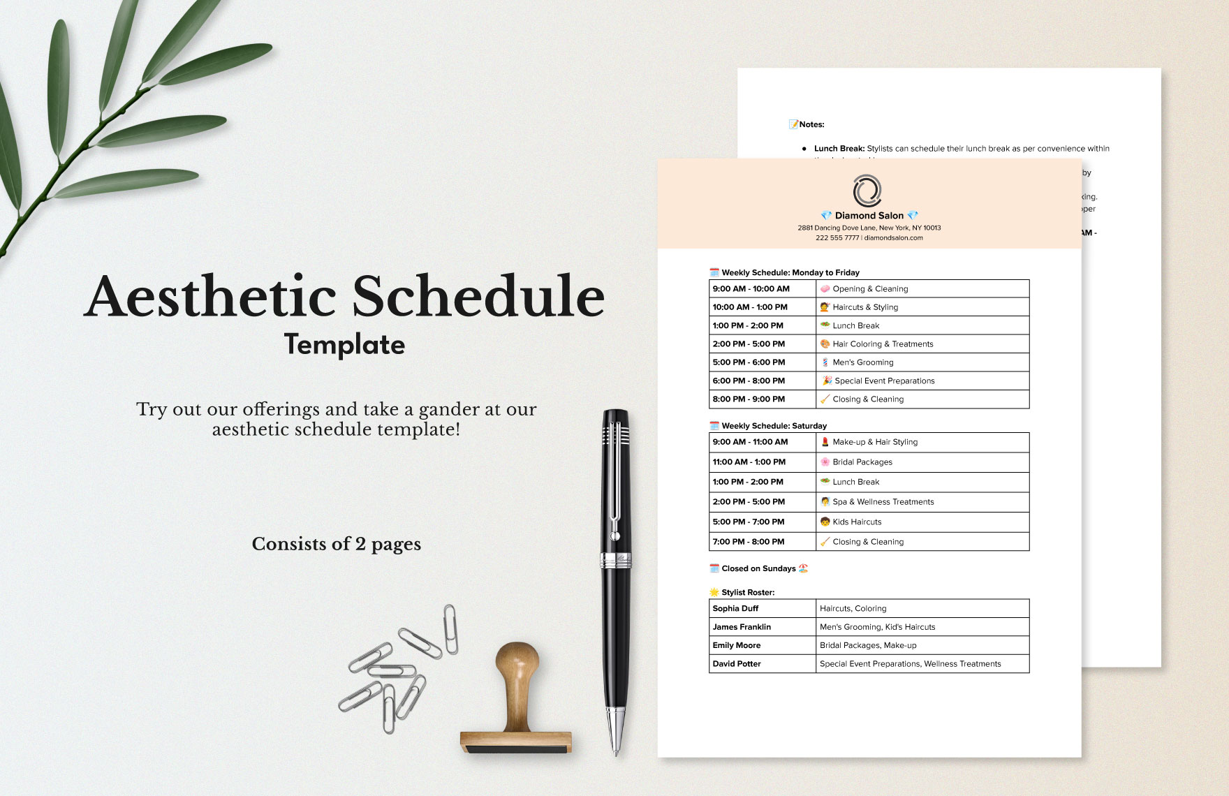 Aesthetic Schedule Template in Word, Google Docs, PDF