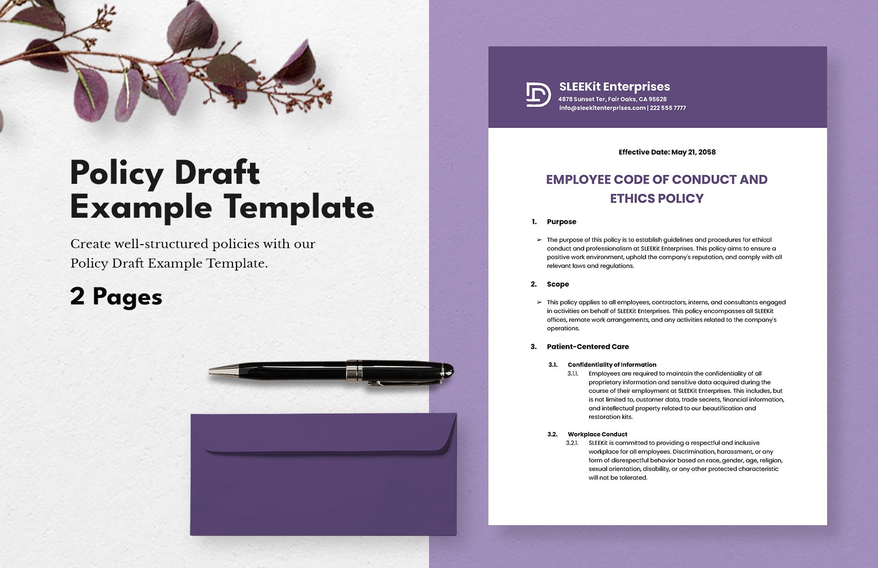 Free Policy Draft Example Template