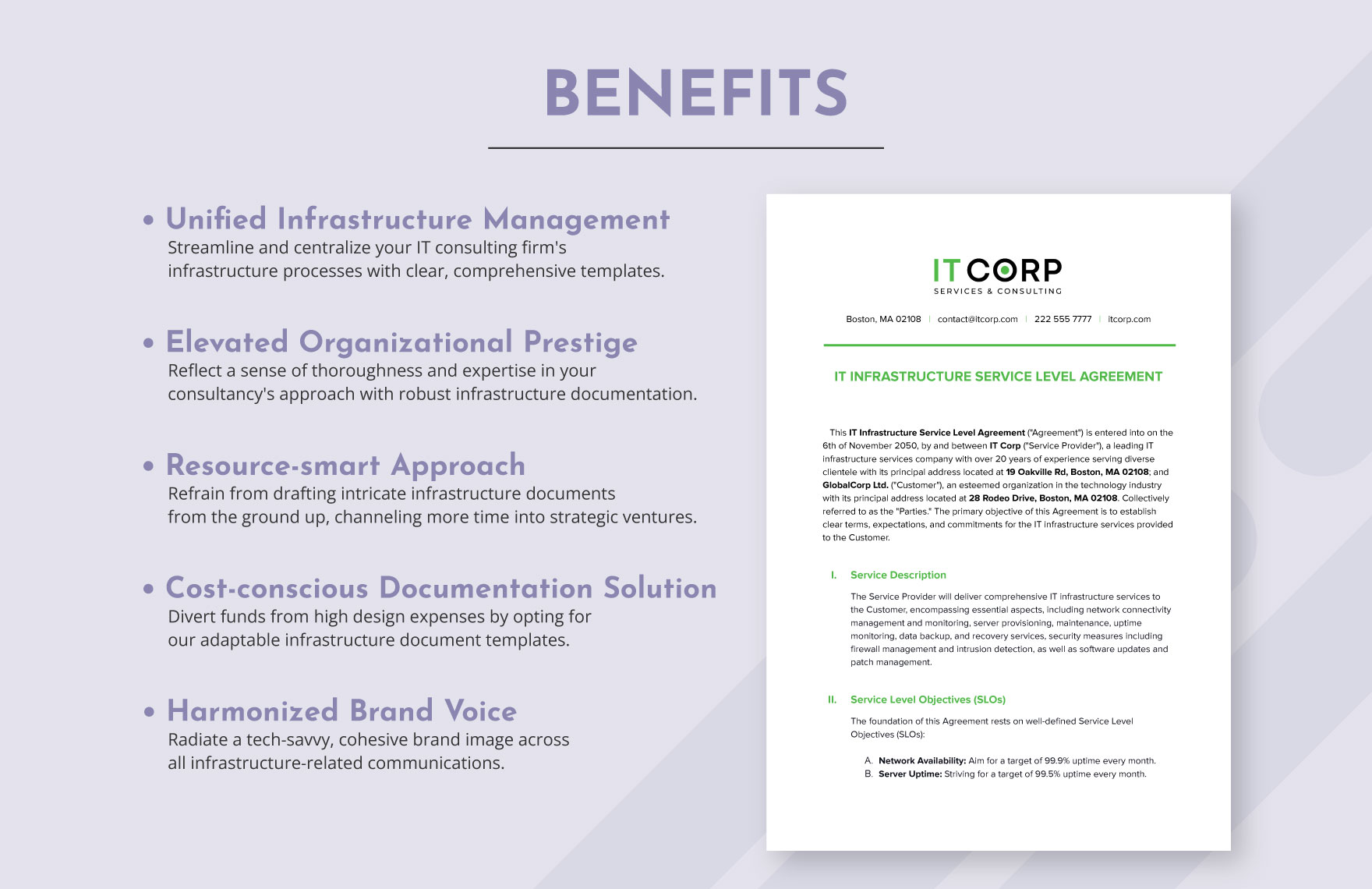 IT Infrastructure Service Level Agreement Template