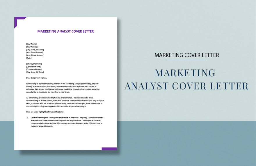 Marketing Analyst Cover Letter