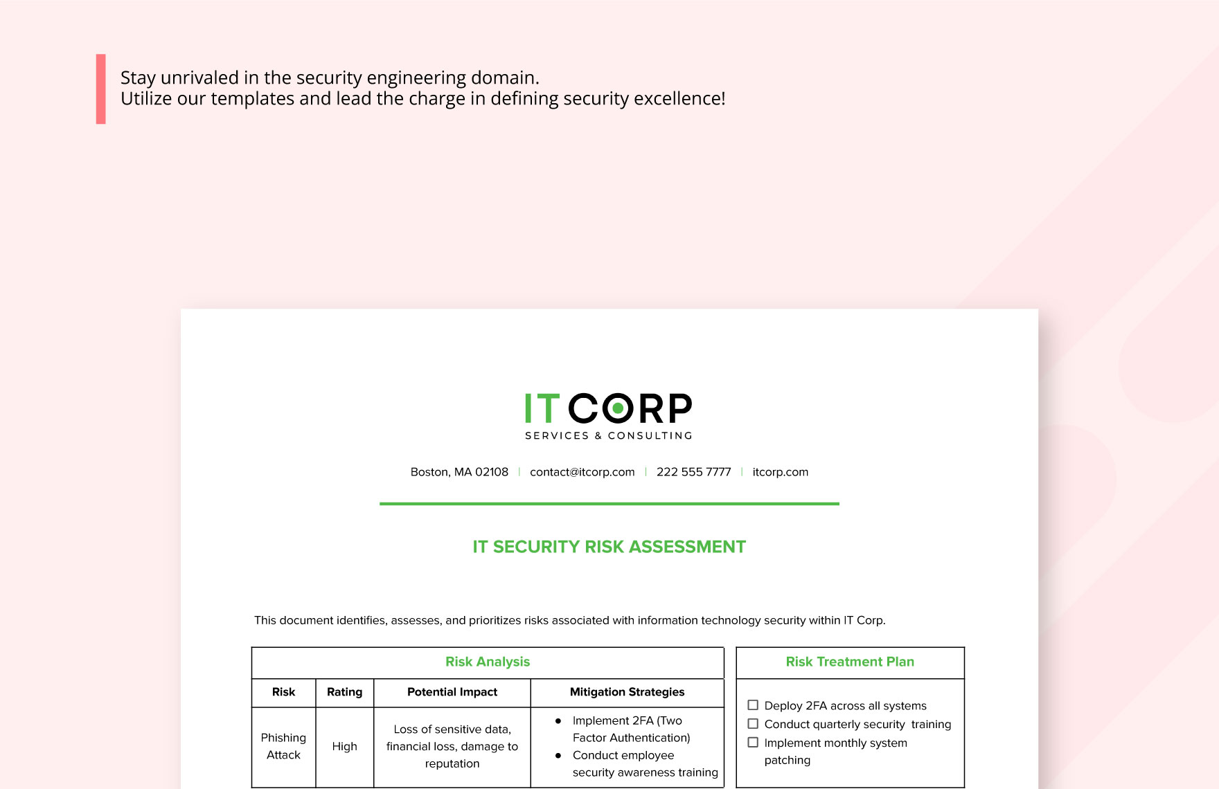 IT Security Risk Assessment Template