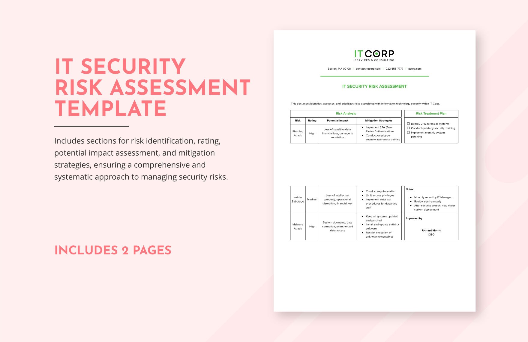 IT Security Risk Assessment Template in Word, Google Docs, PDF