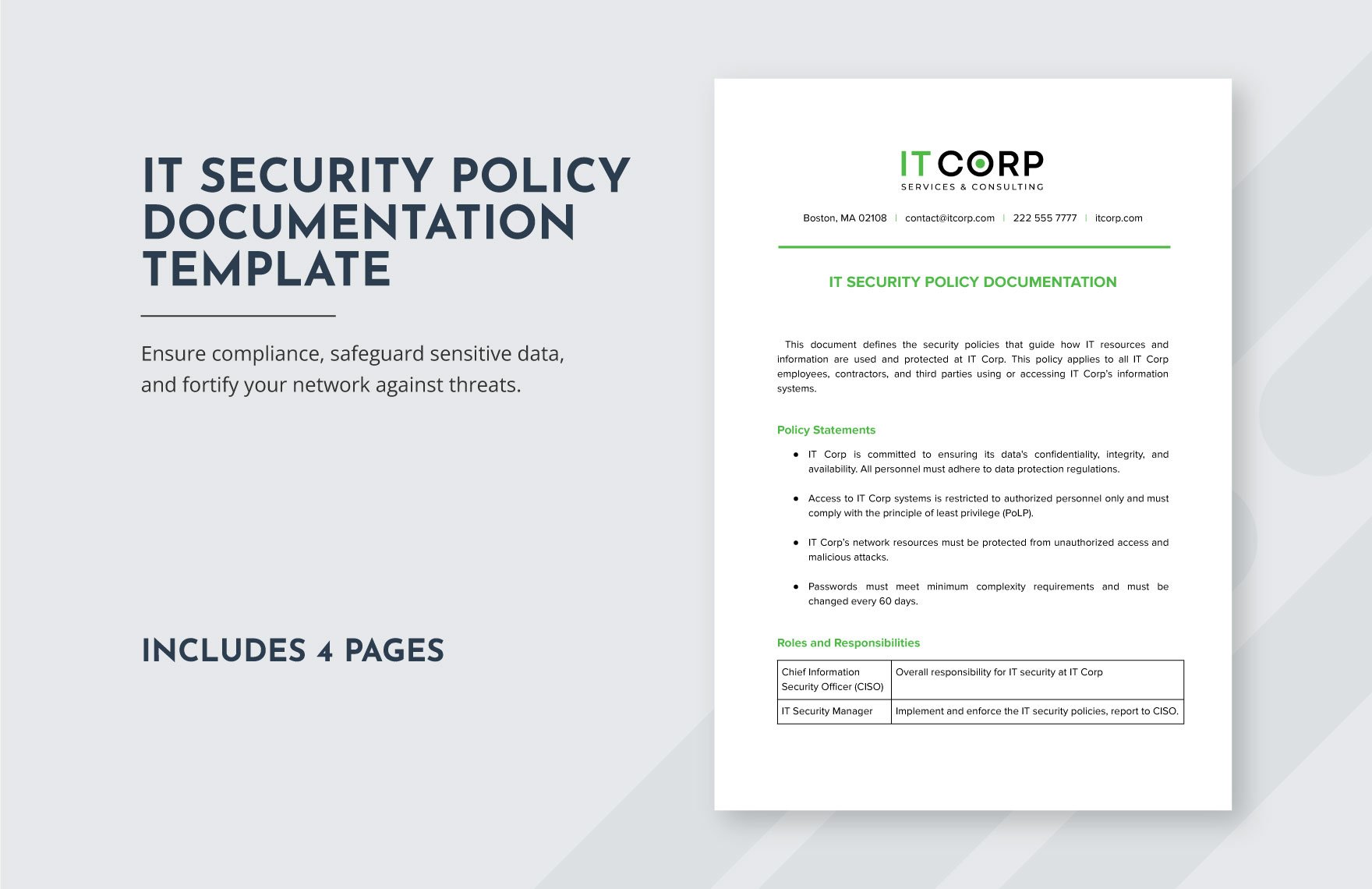 IT Security Policy Documentation Template in Word, Google Docs, PDF