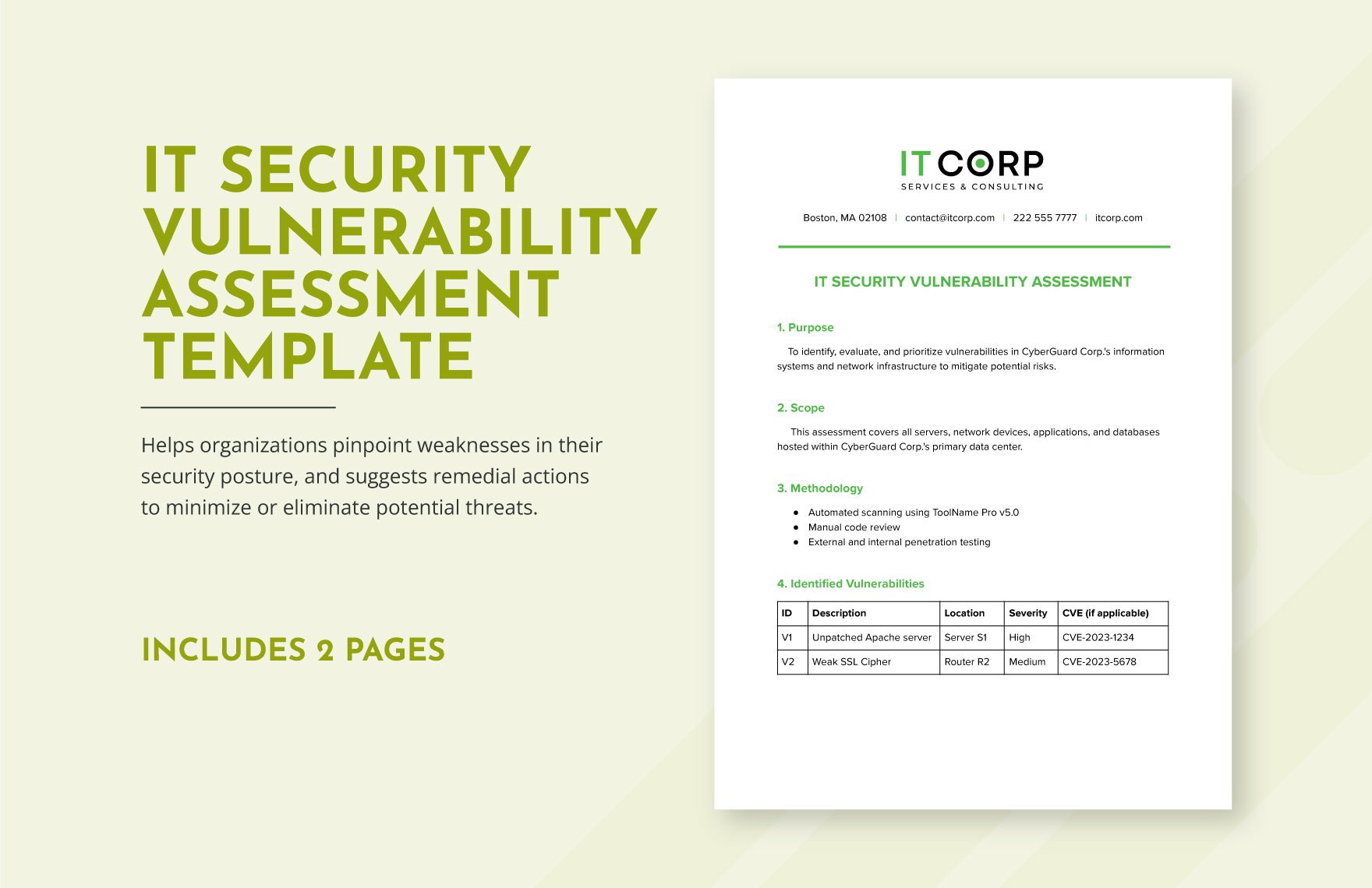 IT Security Vulnerability Assessment Template in Word, Google Docs, PDF