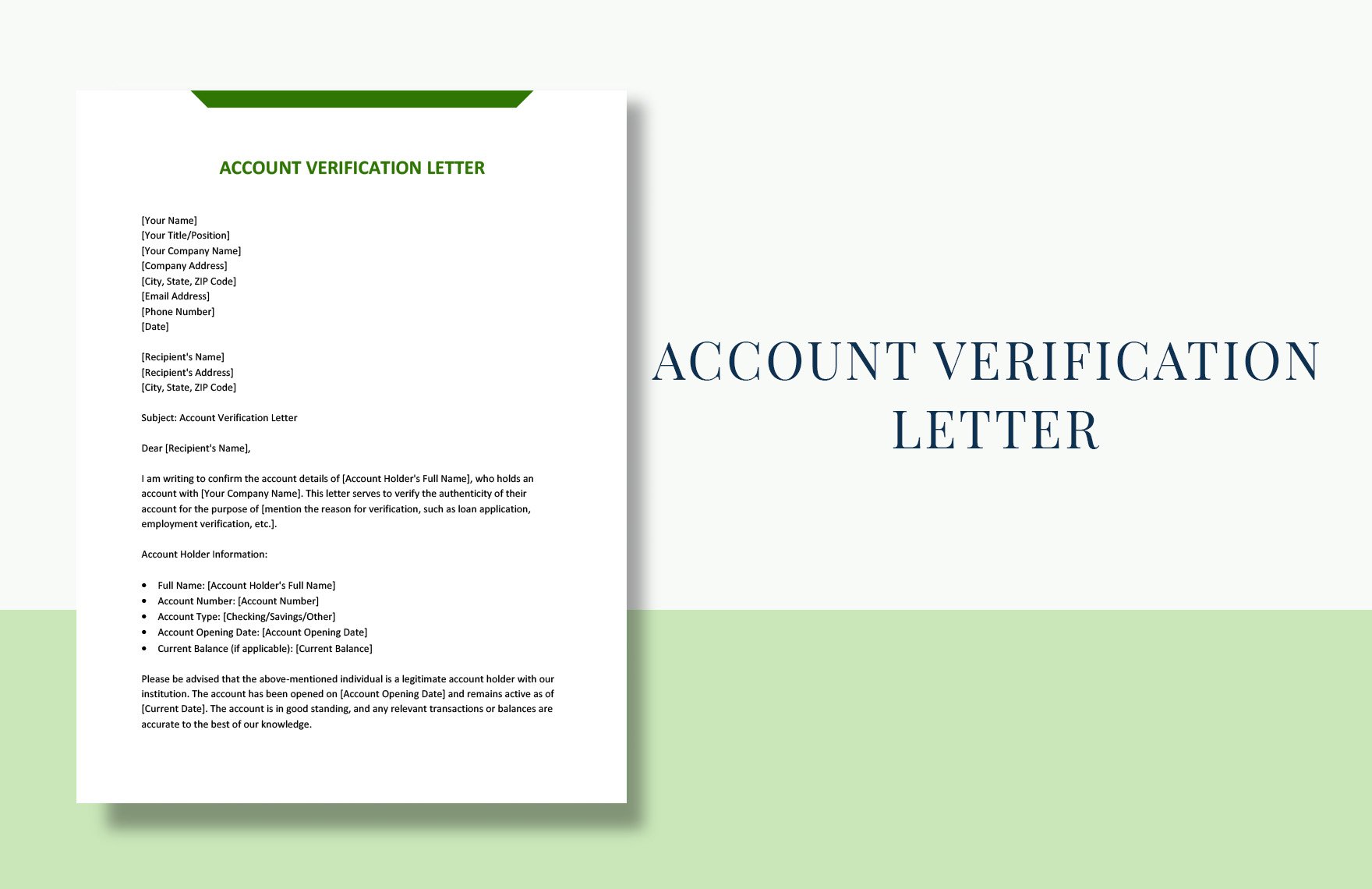 Account Verification Letter
