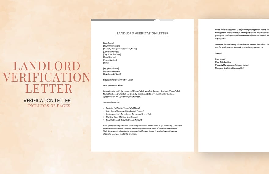 Landlord Verification Letter in Word, Google Docs, PDF