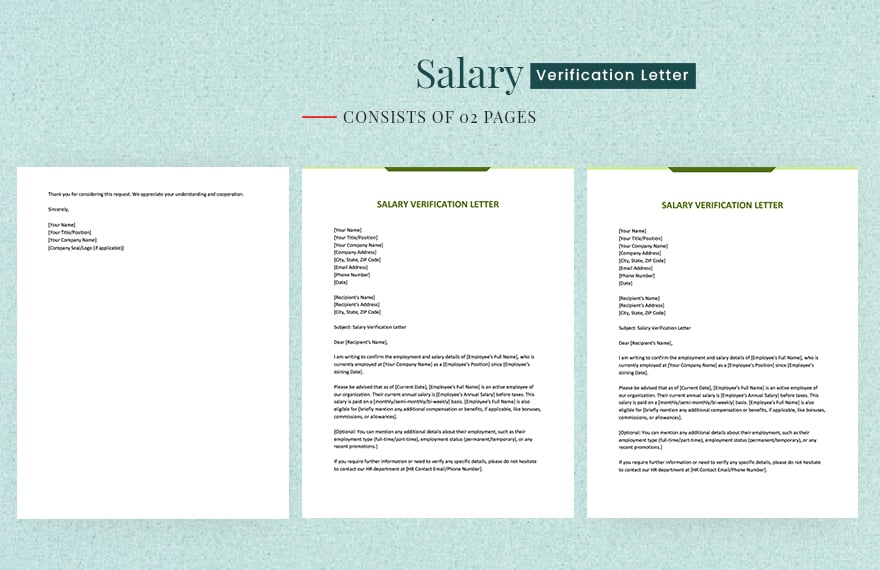 Salary Verification Letter in Word, Google Docs, PDF